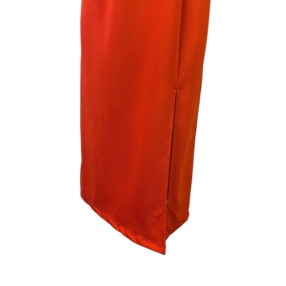 Hello‎ Molly Dress Large Orange One-Shoulder Midi Fitted Slit Padded Bust Bold - Picture 6 of 15